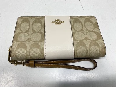 Coach Tan Monogram Leather Clutch Purse Wristlet - Image 1 of 4