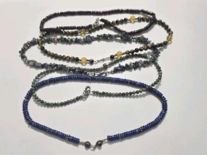 Vtg Artisan Silver Garnet Jasper Tiger's Eye Lapis Beaded Necklace Lot READ - Picture 1 of 10