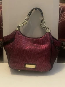 Betsey Johnson WOMENS Pink Sequin Zip Close Tote Shoulder Bag Purse - Picture 1 of 13