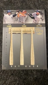 2004 Fleer Classic Clippings Gold Triple Bat Rack Thome, Giambi, Helton 16/25 - Picture 1 of 2