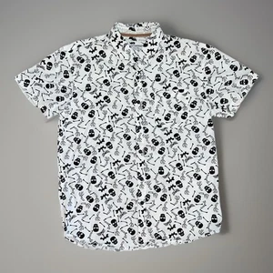 Eighth Avenue Skeleton & Bones Button Up Shirt Men’s Sz Medium Halloween Boo Yo - Picture 1 of 8