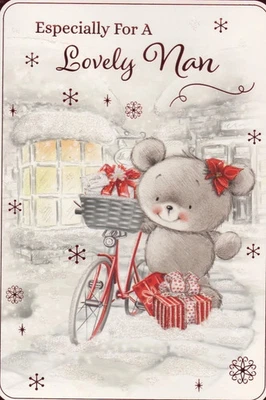POPPY HILL Nan Christmas Card Cute Design For Lovely Nan Lovely Verse 7"x5"