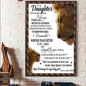 Lion To My Daughter Never Forget That I Love You Believe In Yourself Dad Poster - Foto 1 di 3