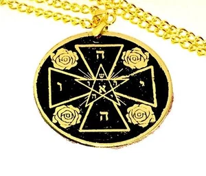 ROSICRUCIAN ROSE CROSS TALISMAN SOLID BRASS Occult Amulet Magick Freemasons - Imagen 1 de 1