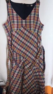 Lauren Ralph Lauren Belted Cotton Madras Sleeveless Midi Dress Size 16 MSRP $195 - Picture 1 of 3