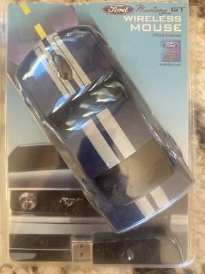 Ford Mustang GT Wireless Mouse Blue w/ White Stripes, 2 AA batteries Incl. New - Image 1 of 2