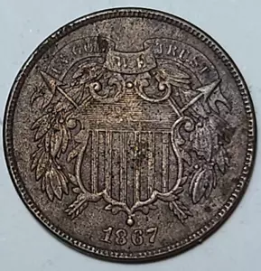 1867 Two 2 Cent Piece DT44D - Picture 1 of 7