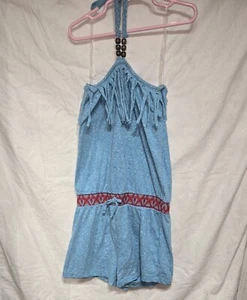 Star Ride Romper Girls Size Large 14/16 Blue Halter Bohemian Drawstring Waist - Picture 1 of 10