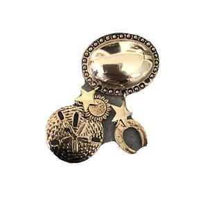 Aluminium goldfarben Hufeisen Meer Dollar Stern Sterne Hänger Brosche Anstecknadel - Bild 1 von 5