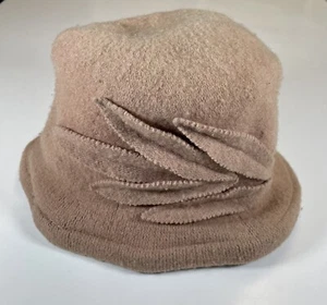 Cappello Scala Collezione Donna Lana Secchiello Cloche Tan Beige Taglia Unica Fiore - Foto 1 di 4