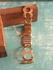 Ancien Bracelet de Montre Métallique Plaqué Or Entrecorne Ajustable 18 à 14 mm - Foto 1 di 3