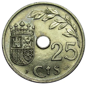 Spain 25 Centimos coin 1937 KM#753 nice grade - Picture 1 of 2