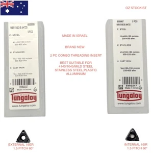 THREADING INSERT EXTERNAL INTERNAL 1.5 PITCH CARBIDE 60* COMBO 2 PC TUNGALOY - Picture 1 of 1