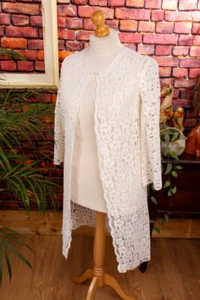 Vintage orig 60er Mantel Jacke weiß Spitze Chasuble Braut Hochzeit Boho M - Bild 1 von 6
