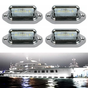 4Pcs Marine Boat RV LED Deck Courtesy Lights Waterproof White Stern Transom Lamp - Foto 1 di 12