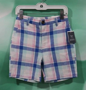 Crown & Ivy Aquaplaid Shorts Size 6 Adjustable Waist Zip Button Four Pockets - Picture 1 of 2