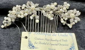Hair Comb Jewelry - Swarovski Crystals and Pearls - Boutique De Voile Harmony - Picture 1 of 4