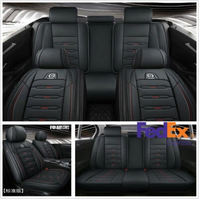 Standard Edition 5-Seats Car Seat Covers Interior Pad PU Leather Seat Cushion US Foto 1 de 4