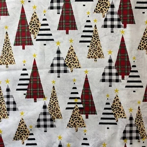 Christmas Tree Buffalo Check Plaid Cotton Fabric Brother Sister- By Half Yard - Picture 1 of 4