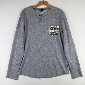 Volcom Henley Long Sleeve Thermal Shirt Aztec Pocket Skater Y2K Mens Large - Picture 1 of 8