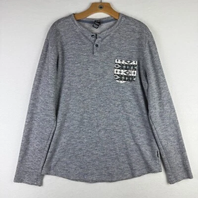 Volcom Henley Long Sleeve Thermal Shirt Aztec Pocket Skater Y2K Mens Large - Image 1 of 4