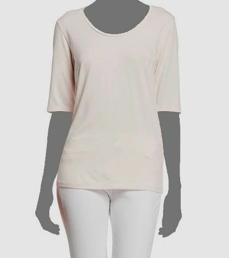 $138 Majestic Paris Women's Solid White Elbow Sleeve Scoop Neck Top Size 1 - Image 1 of 1