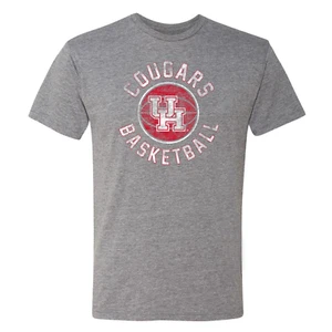 Houston Cougars Basketball Distress Triblend T-Shirt - Premium Heather - Picture 1 of 6