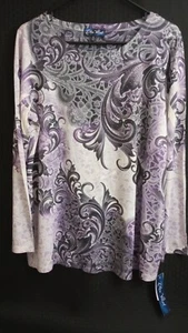 Bleu Velvet Purple & Silver Shirt Womens Size XL - Picture 1 of 6