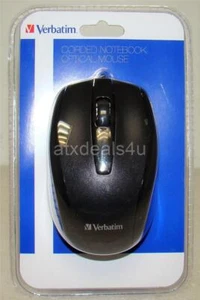 Verbatim 98103 1702-494 USB 2.0 Optical Corded Notebook Mouse New Sealed Black - Picture 1 of 2