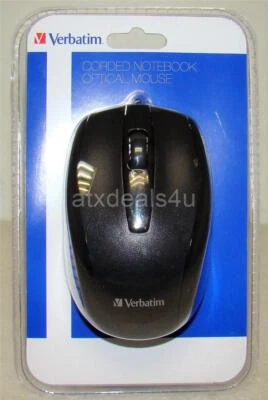 Verbatim 98103 1702-494 USB 2.0 Optical Corded Notebook Mouse New Sealed Black - Image 1 of 2