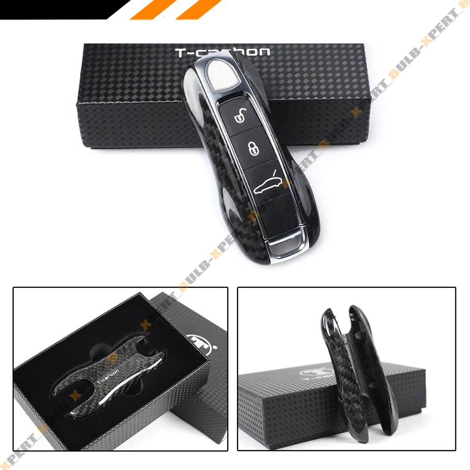 FOR 18-25 PORSCHE CAYENNE & PANAMERA CARBON FIBER KEY FOB REPLACEMENT COVER TRIM - Image 1 of 4