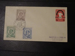 Philippines Stamps set 3 N37/N39 on occupation cover opt in black special cancel - Picture 1 of 9