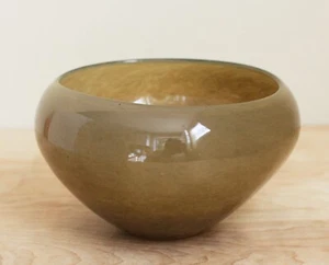 West Elm Amber Brown Blown Glass Mid Century Style Bowl - Picture 1 of 10