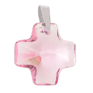 Kreuz Anhänger mit Swarovski Kristall in Rose - Picture 1 of 1