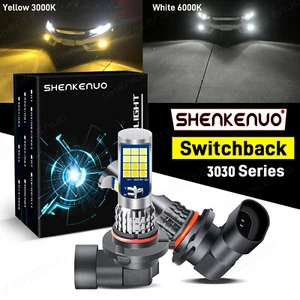 9005 HB3 LED Headlight Bulbs High Beam Dual Color White / Yellow 6000K Bright 2x - Picture 1 of 12