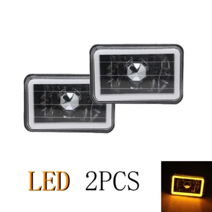 4x6" Inch Square LED Chrome Crystal CCFL yellow Headlamps Sealed Beam Headlights - Picture 1 of 5