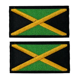 2 x Jamaika Rechteck Flagge - Stickerei Aufnäher zum Aufbügeln (8 x 4,5 cm) - Bild 1 von 1