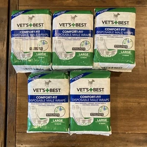 Lot (5) Vets Best Comfort Fit Disposable Male Wrap 12 Count Large New (60 Total) - Picture 1 of 7
