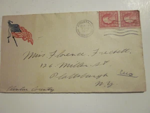 WWI US 1917 AUGUSTA GEORGIA Patriotic YMCA FLAG CACHET 2 X SCOTT 499E STAMPS - Picture 1 of 4
