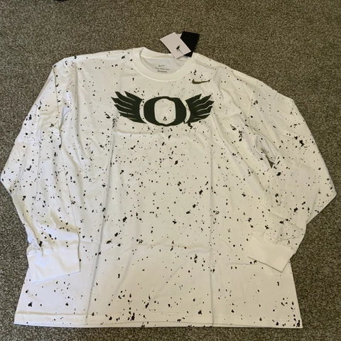 Oregon Ducks Nike L/S Tee Shirt Men's Size: 2XL White Speckle Eggshell  NWT Cover