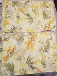 Anthropologie Pillow Shams Set/2 Yellow Floral Buttons Ruffled NWT - Picture 1 of 6