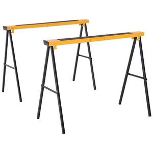 Set 2 Pezzi Cavalletti da Lavoro Pieghevoli e Portatili, Nero Giallo, Max. 250kg - Foto 1 di 10