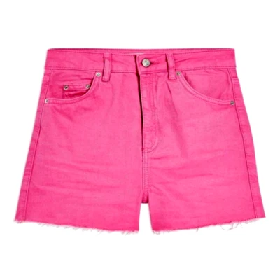 Topshop Mujer Rosa Tiro Alto Moto Corte Mamá Jean Pantalones Cortos Verano Talla 14 Nuevo Foto 1 de 4