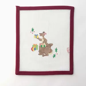 Handpainted Needlepoint Canvas Mini Stocking Kangaroo Gifts Holly Toys 18 Mesh - Picture 1 of 3
