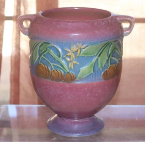 Roseville BANEDA rosa 1932 Vintage Art Deco Keramik Blumenvase 606-7 - Bild 1 von 7