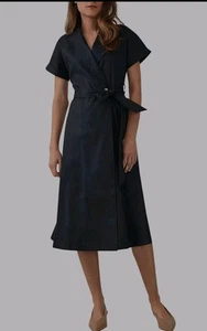 Trenery Blue Stretch Linen Wrap Front Blazer Dress 14 Country Road (no belt) - Picture 1 of 12