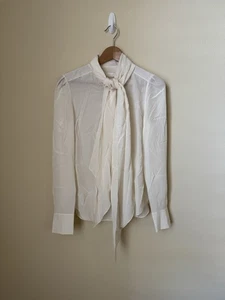 Chloe New Silk Blouse With Tie Top Shirt Iconic Milk Size 36 - Picture 1 of 8