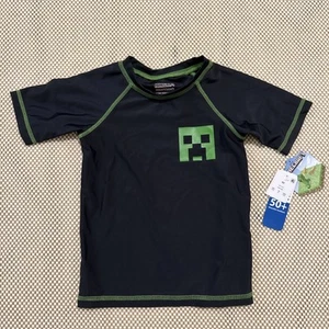 Minecraft Children XS Swim Shirt Black New Creeper 50 SPF - Picture 1 of 8