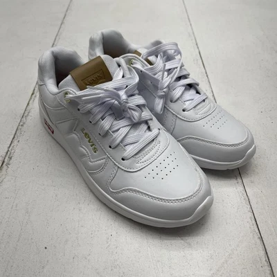 Zapatos Levi's para mujer talla 8 blancos bajos con cordones logotipo dorado 5LQ1181 Foto 1 de 4