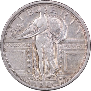 1917-S Type 1 Standing Liberty Quarter ~ XF Details - Picture 1 of 2
